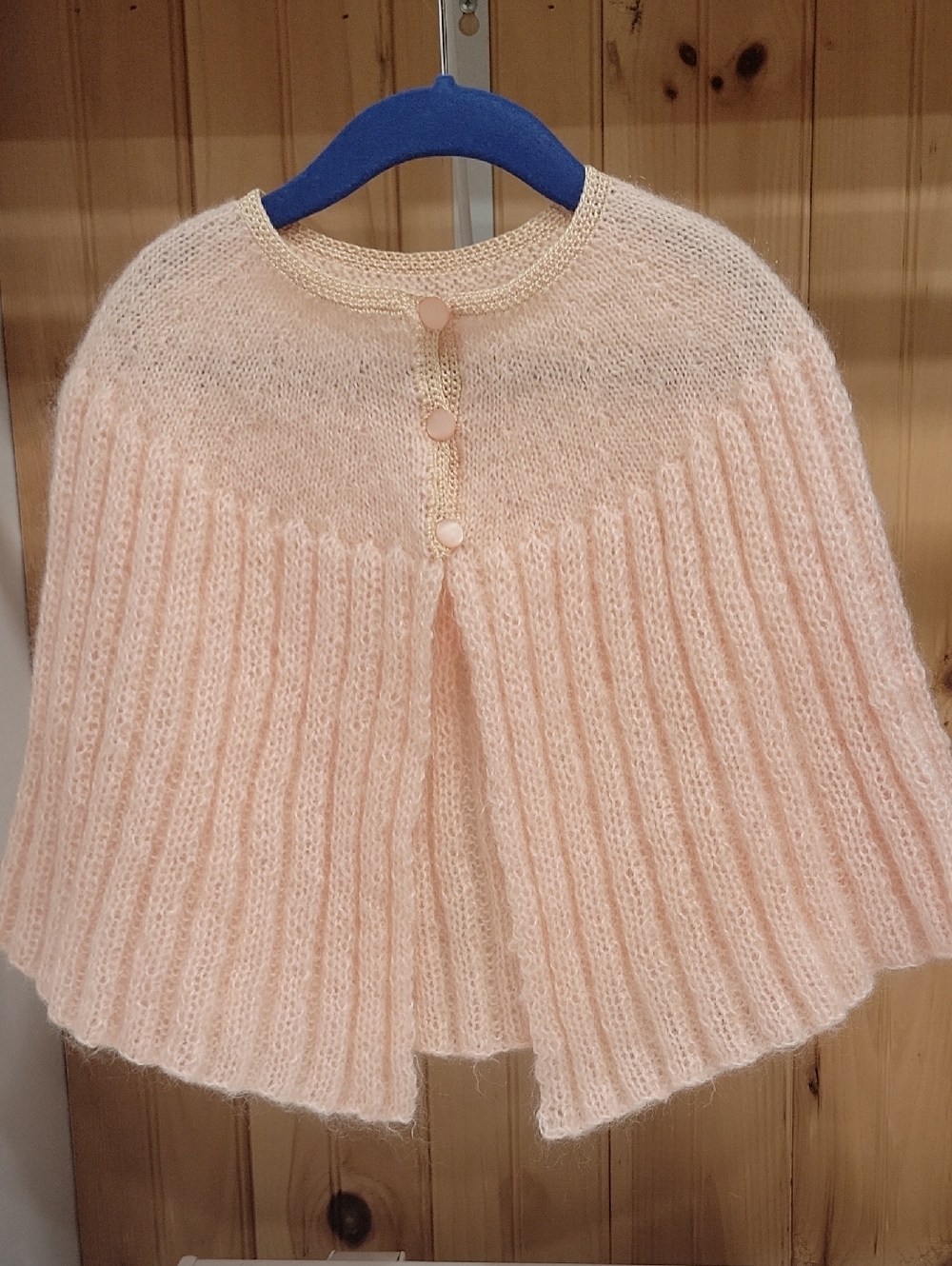 Soft Pink Knit Capelet with Buttons